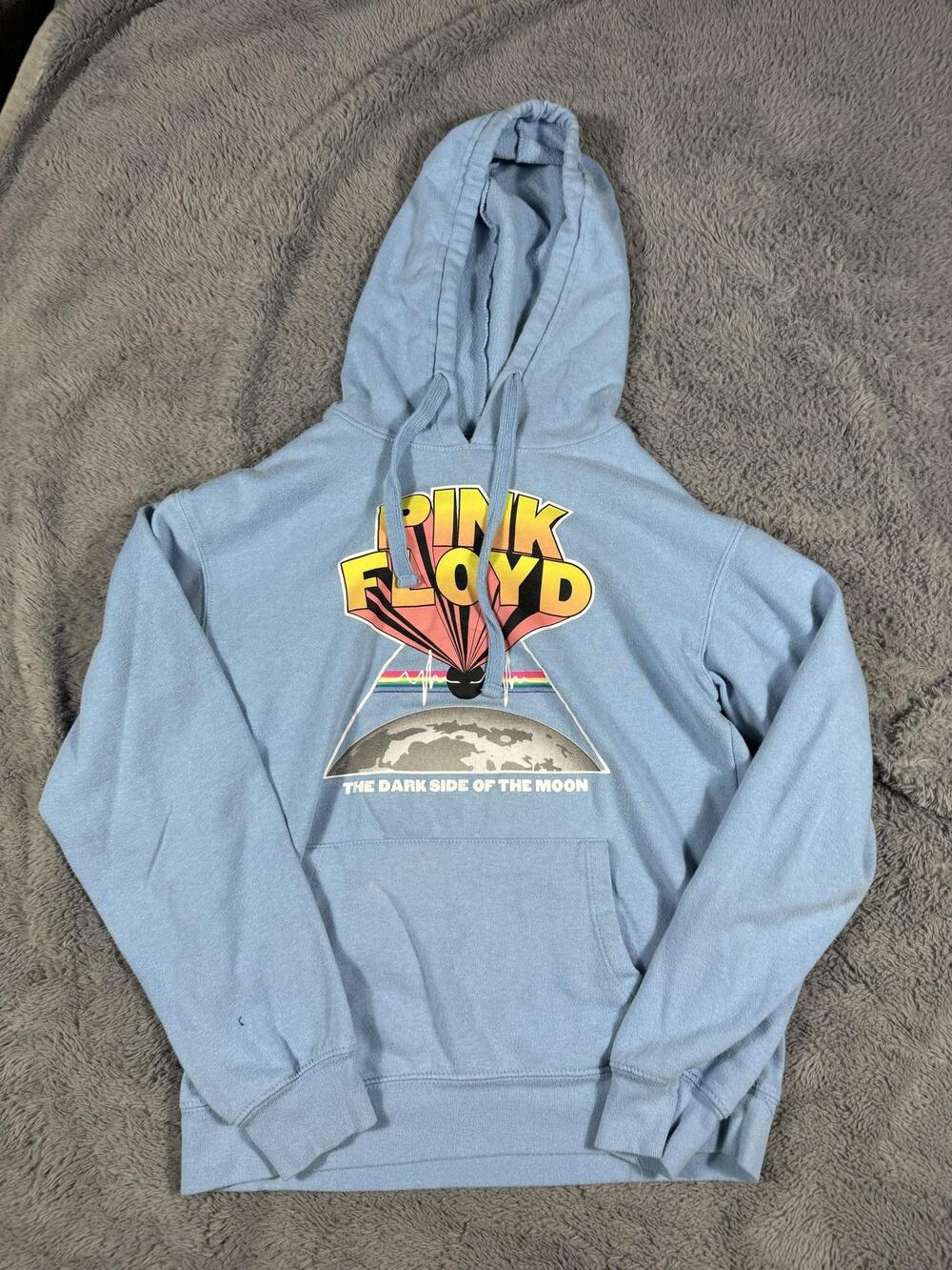 Pink Floyd Hoodie Mens XS Blue Fleece Dark Side Of The Moon Graphic Pullover